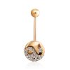 Yin-Yang Motif Gilded Silver Crystal Navel Piercing, image 