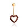 Cute Heart Motif Gilded Silver Garnet Navel Piercing, image 