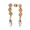 Cute Heart Motif Gilded Silver Crystal Stud Earrings, image 