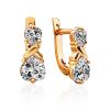 Heart Motif Gilded Silver Crystal Earrings, image 