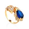 Feather Motif Gilded Silver Blue Spinel Ring, Ring Size: 7 / 17.5, image 