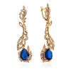 Feather Motif Gilded Silver Blue Spinel Earrings, image 