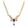 Feather Motif Gilded Silver Blue Spinel Necklace, Length: 50, image 