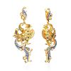 Phoenix Motif Gilded Silver Dangle Earrings, image 