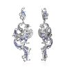 Ornate Phoenix Motif Silver Crystal Dangle Earrings, image 