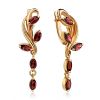 Curvaceous Gilded Silver Garnet Dangle Earrings, image 