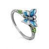 Cute Silver Enamel Butterfly Motif Ring, Ring Size: 6.5 / 17, image 