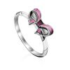 Bow Motif Silver Enamel Ring, Ring Size: 6 / 16.5, image 