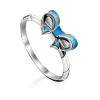 Cute Bow Motif Silver Enamel Ring, Ring Size: 6 / 16.5, image 