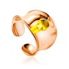 Fashionable Rose Plated Silver Amber Ring The Palazzo Collection, Ring Size: Adjustable, image 
