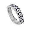 Geometric Silver Enamel Ring, Ring Size: 8 / 18, image 