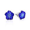Silver Enamel Petunia Motif Stud Earrings, image 