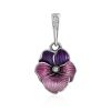 Violet Motif Silver Enamel Pendant, image 