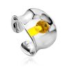 Sleek Silver Amber Ring The Palazzo, Ring Size: Adjustable, image 