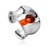 Fashionable Silver Amber Adjustable Ring The Palazzo, Ring Size: Adjustable, image 