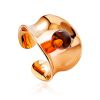 Stylish Rose Plated Silver Amber Ring The Palazzo, Ring Size: Adjustable, image 