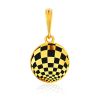 Checkerboard Pattern Gilded Silver Enamel Pendant, image 