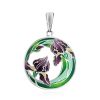 Silver Enamel Iris Motif Pendant, image 