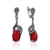 Refined Silver Coral Dangle Earrings With Marcasites The Lace, image 