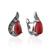 Silver Coral Earrings With Marcasites The Lace, image 
