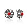 Floral Motif Silver Coral Earrings The Lace, image 