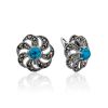 Floral Motif Silver Turquoise Earrings The Lace, image 