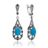 Filigree Silver Turquoise Dangle Earrings The Lace, image 