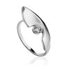 Futuristic Design Silver Crystal Ring, Ring Size: 7 / 17.5, image 