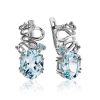 Intricate Design Silver Topaz Earrings, image 