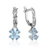 Chic Silver Topaz Floral Design Earrings, image 