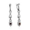 Vintage Style Silver Garnet Drop Earrings, image 
