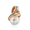 Refined Gilded Silver Pearl Pendant With Crystals, image 
