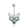 Catlike Design Silver Topaz Belly Button Ring, image 
