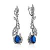 Feather Motif Silver Spinel Drop Earrings, image 