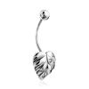 Leaf Motif Silver Crystal Navel Piercing, image 