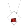 Geometric Design Silver Amber Necklace The Sugar, Length: 45, image 