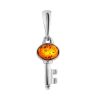 Cute Silver Amber Key Pendant, image 