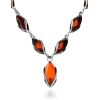 Classic Design Silver Amber Necklace, Length: 46, image 