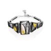 Vintage Motif Silver Amber Link Bracelet The Lava, Length: 16, image 
