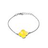 Clover Motif Silver Amber Chain Bracelet The Monaco, Length: 16, image 