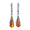 Cognac Amber Earrings In Sterling Silver The Roxanne, image 