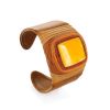 Brownish Leather Cuff Bracelet With Honey Amber The Nefertiti, image 