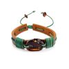Brown Leather Tie Bracelet With Cognac Amber The Copacabana, image 