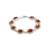 Elegant Silver Link Bracelet With Cognac Amber The Florence, image 