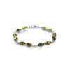 Silver Link Bracelet With Green Amber The Symphony, image 
