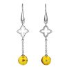 Dangle Amber Earrings In Sterling Silver With Inclusions The Clio, image 