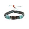 Dark Leather Tie Bracelet With Green Amber The Copacabana, image 