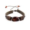 Dark Leather Tie Bracelet With Cognac Amber The Copacabana, image 