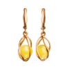 Drop Amber Earrings In Gold-Plated Silver The Algeria, image 