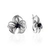 Floral Design Silver Pearl Earrings, image 